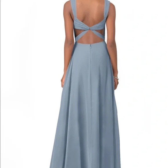 Azazie Nahrin Dusty Blue Dress NTW Size A8 - Picture 2 of 2